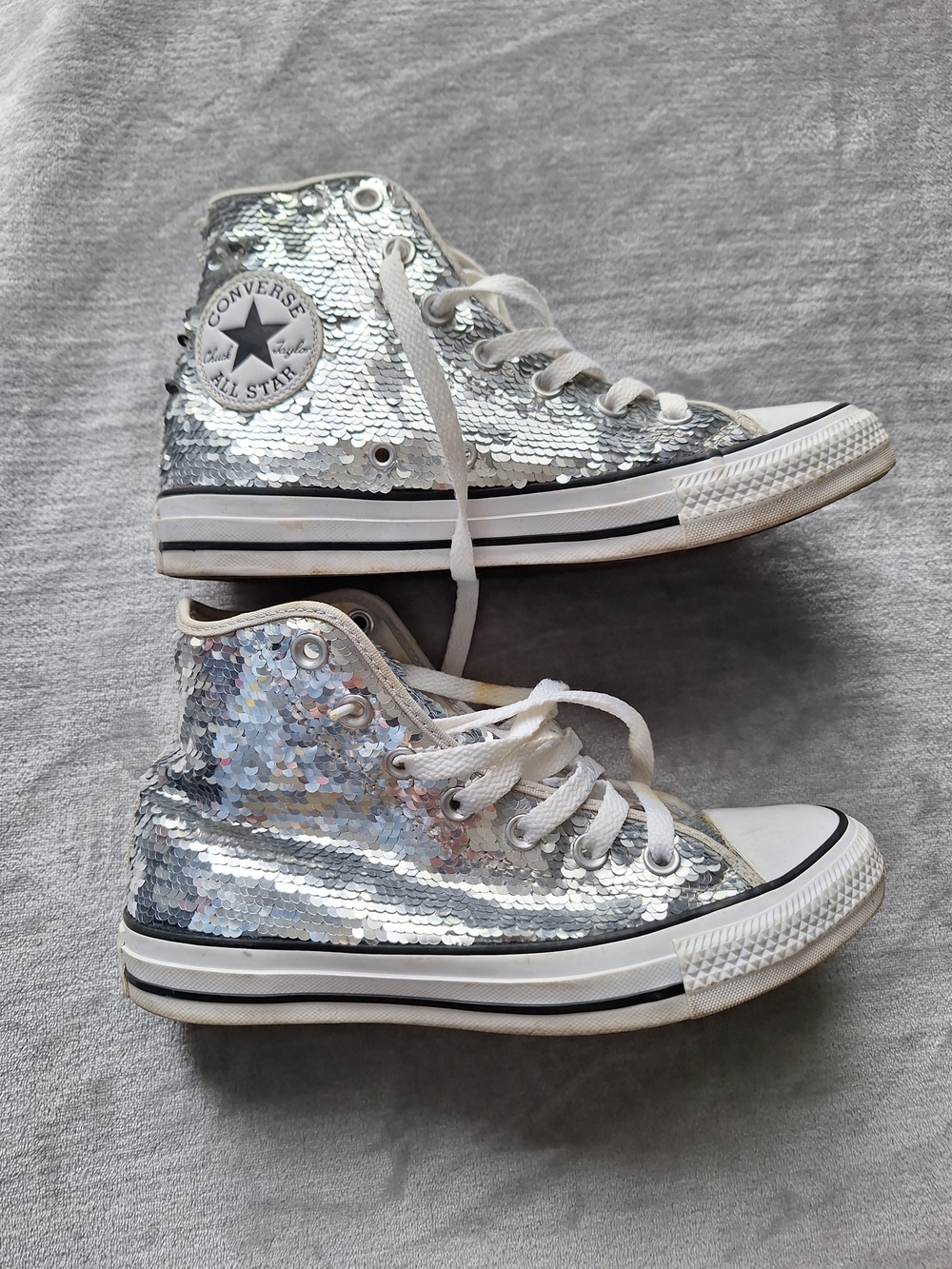 Converse Chuck Taylor All Star Silver Sequin High Top Sneakers